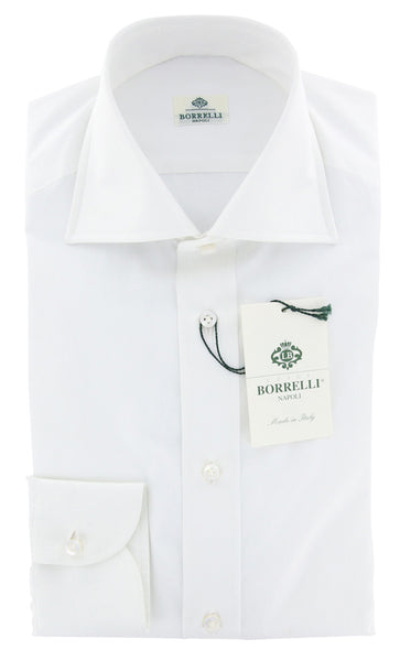 Luigi Borrelli White Solid Cotton Shirt - Slim - (RH) - Parent