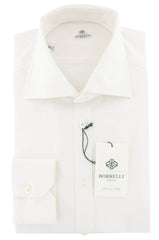 Luigi Borrelli White Solid Cotton Shirt - Slim - 16.5/42 - (YU)