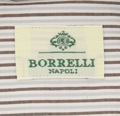 Luigi Borrelli Brown Striped Shirt - Extra Slim - 17/43 - (EV186NA35)