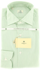 Luigi Borrelli Green Striped Shirt - Extra Slim - 17/43 (EV2044RIOSTPT1)