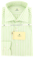 Luigi Borrelli Green Striped Shirt - Extra Slim - 15.75/40 (EV2051IVOSTPT1)