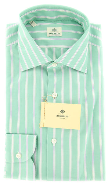 Luigi Borrelli Green Striped Shirt - Extra Slim - (EV2073RIOSTPT1) - Parent