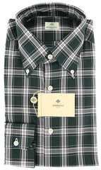 Luigi Borrelli Dark Green Plaid Shirt - Extra Slim - 15/38 (EV2391VALBD)