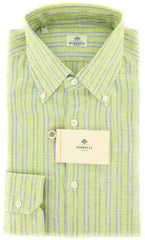 Luigi Borrelli Green Striped Shirt - Extra Slim - 15/38 (EV254RALBDPT2)