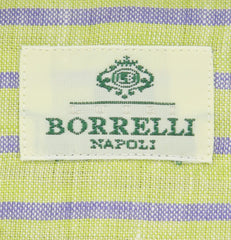 Luigi Borrelli Green Striped Linen Shirt - Extra Slim - (EV255-A) - Parent