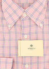 Luigi Borrelli Pink Plaid Linen Shirt - Extra Slim - (EV314-A) - Parent