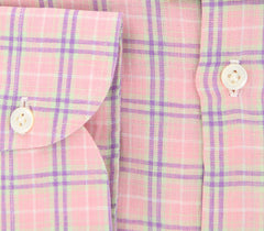 Luigi Borrelli Pink Plaid Linen Shirt - Extra Slim - (EV314-A) - Parent