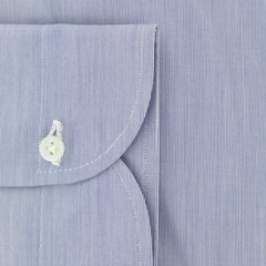 $450 Luigi Borrelli Blue Striped Cotton Shirt - Extra Slim - (2) - Parent