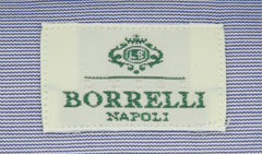 $450 Luigi Borrelli Blue Striped Cotton Shirt - Extra Slim - (2) - Parent
