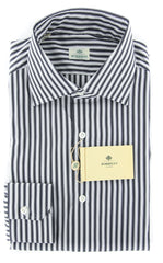 Luigi Borrelli Black Striped Cotton Blend Shirt - Extra Slim 16/41 (7M)