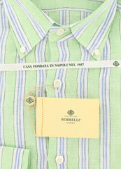 Luigi Borrelli Green Striped Shirt - Extra Slim - (EVTS272RNDBD2) - Parent