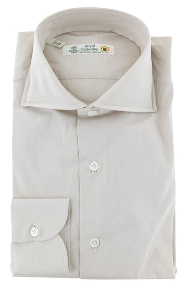 Luigi Borrelli Beige Solid Cotton Shirt - Extra Slim - (299) - Parent