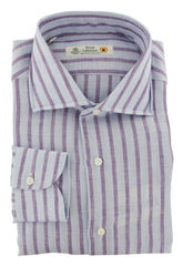 Luigi Borrelli Light Blue Striped Dress Shirt - Extra Slim - 15/38 (YEX)