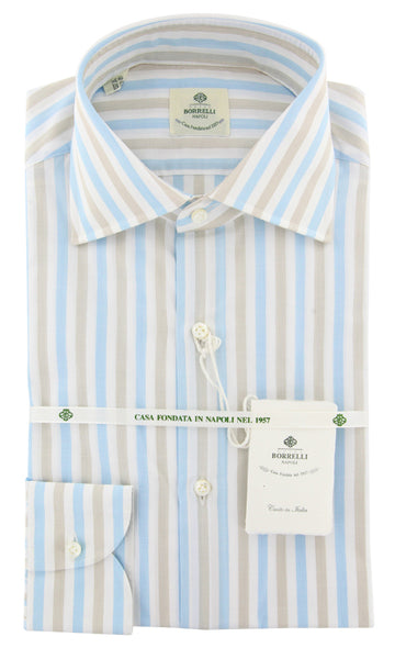 Luigi Borrelli White Striped Shirt - Slim - (L1222176) - Parent