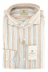 Borrelli Brown Striped Shirt - Slim - 16.5/42 - (201802227)