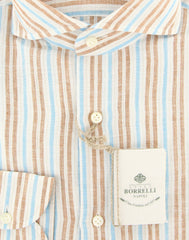 Borrelli Brown Striped Shirt - Slim - (201802227) - Parent