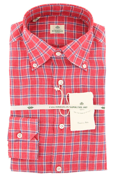 Luigi Borrelli Red Check Shirt - Slim - (40LB1705) - Parent
