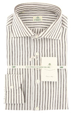 Luigi Borrelli Brown Striped Shirt - Slim - 15.75/40 - (LB243BRN)