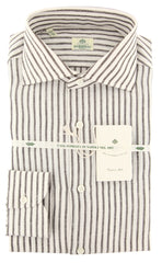 Luigi Borrelli Brown Striped Shirt - Slim - 15.5/39 - (LB243DBRN)