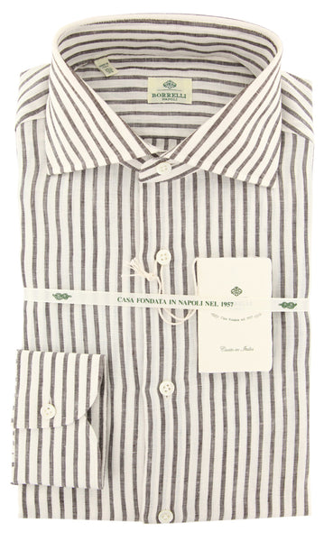 Luigi Borrelli Brown Striped Shirt - Slim - (LB243DBRN) - Parent