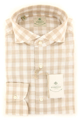 Borrelli Light Brown Check Shirt - Slim - 15/38 - (2018022214)