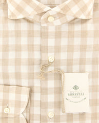 Borrelli Light Brown Check Shirt - Slim - (2018022214) - Parent