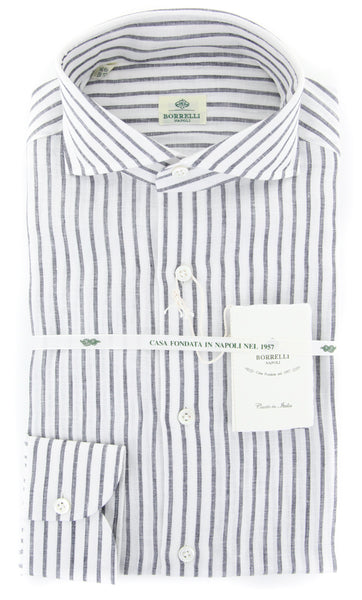 Borrelli White Striped Shirt - Slim - (2018022113) - Parent
