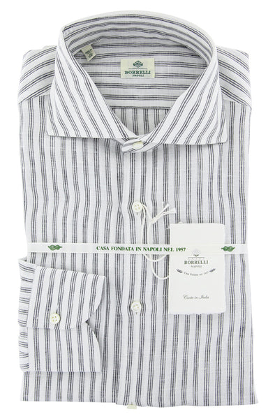 Luigi Borrelli Black Striped Linen Shirt - Slim - (AP) - Parent