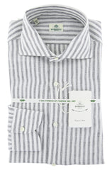 Luigi Borrelli Black Striped Linen Shirt - Slim - 16/41 - (AP)