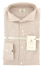 Luigi Borrelli Brown Striped Shirt - Slim - 15.75/40 - (LB4094BR)