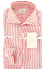 Luigi Borrelli Red Striped Shirt - Extra Slim - 15/38 - (LB4306RED)