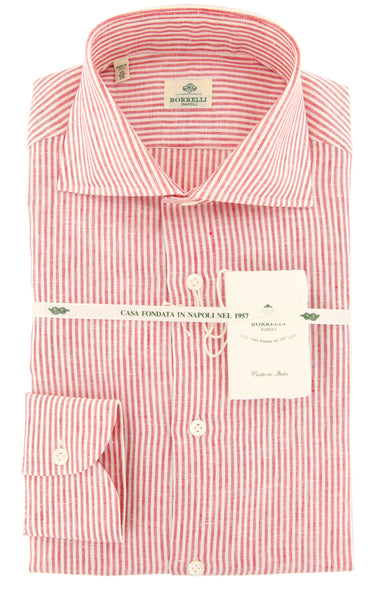 Luigi Borrelli Red Striped Shirt - Extra Slim - (LB4306RED) - Parent