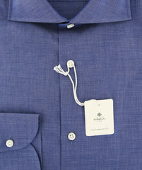 Luigi Borrelli Blue Melange Cotton Dress Shirt - Slim - (7A) - Parent