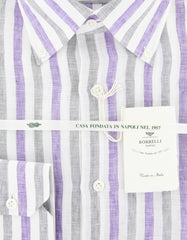Luigi Borrelli Purple Striped Shirt - Slim - (80B4953) - Parent