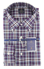 Luigi Borrelli Purple Plaid Cotton Shirt - Slim - 18/45 - (LH)