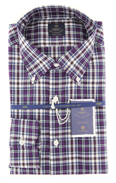 Luigi Borrelli Purple Plaid Cotton Shirt - Slim - (LH) - Parent