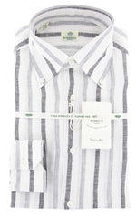 Luigi Borrelli Gray Striped Shirt - Slim - 14.5/37 - (90LB936)