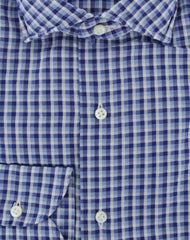 Luigi Borrelli Blue Plaid Cotton Dress Shirt - Slim - (8X) - Parent