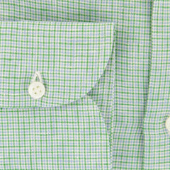 Luigi Borrelli Green Micro-Check Linen Shirt - Slim - (ZG) - Parent