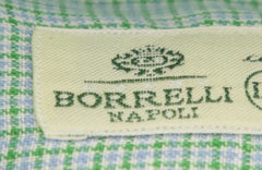 Luigi Borrelli Green Micro-Check Linen Shirt - Slim - (ZG) - Parent