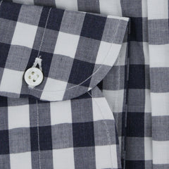 Luigi Borrelli Navy Blue Check Dress Shirt - Slim - (8V) - Parent