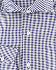 Luigi Borrelli Navy Blue Micro-Check Shirt - Extra Slim - (182) - Parent