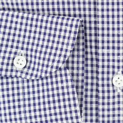 Luigi Borrelli Navy Blue Micro-Check Shirt - Extra Slim - (182) - Parent