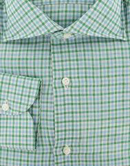 Luigi Borrelli Green Micro-Check Linen Dress Shirt - X Slim - (105) - Parent