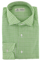 Luigi Borrelli Green Check Cotton Dress Shirt - Slim - 15/38 (81)