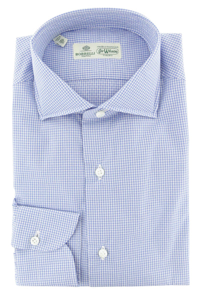 Luigi Borrelli Light Blue Micro-Check Shirt - Slim - (185) - Parent