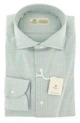 Luigi Borrelli Green Check Cotton Shirt - Slim - 14.5/37 - (ZP)