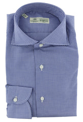 Luigi Borrelli Navy Blue Micro-Check Shirt - Slim - (8U) - Parent