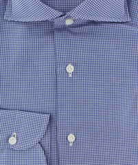 Luigi Borrelli Navy Blue Micro-Check Shirt - Slim - (8U) - Parent