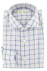 Luigi Borrelli Blue Plaid Cotton Shirt - Extra Slim - 16.5/42 - (280)